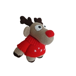 Peluche Reno navideño-navidad hecho a mano a ganchillo (amigurumi). - Imagen 2