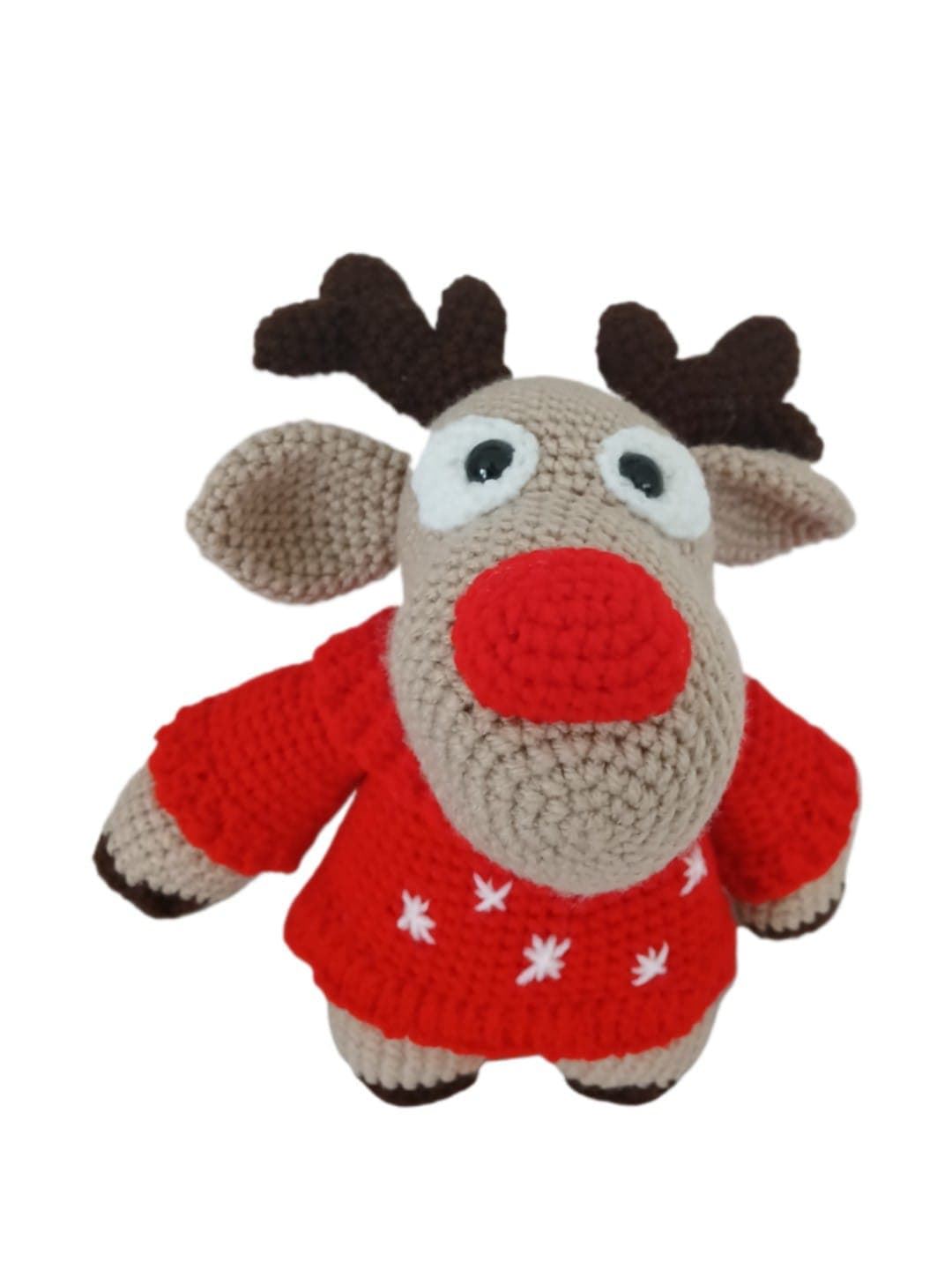 Peluche Reno navideño-navidad hecho a mano a ganchillo (amigurumi). - Imagen 4