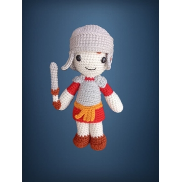 Peluche soldado medieval hecho a mano a ganchillo (amigurumi). - Imagen 1