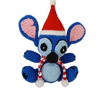 Peluche stitch navideño navidad  hecho a mano a ganchillo (amigurumi). - Imagen 1