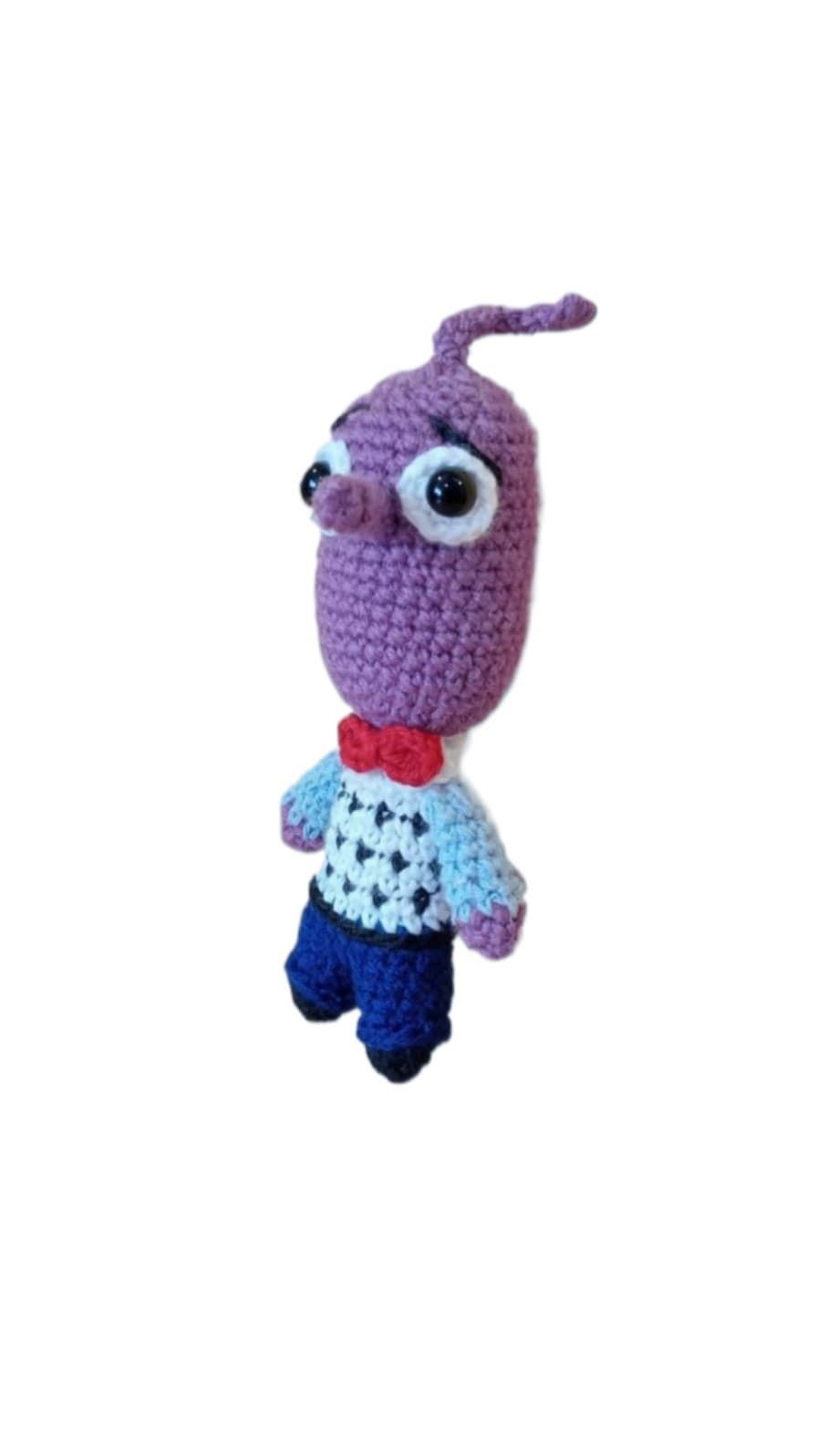 Peluche temor miedo inside out del revés emociones hecha a mano a ganchillo (amigurumi). - Imagen 3