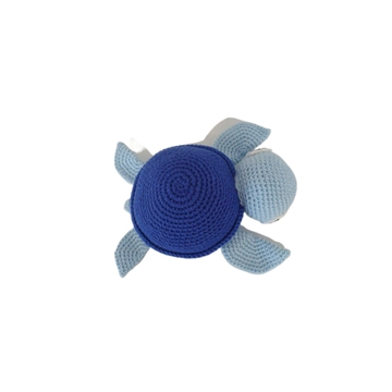 Peluche tortuga marina azul hecho a mano a ganchillo (amigurumi). - Imagen 2