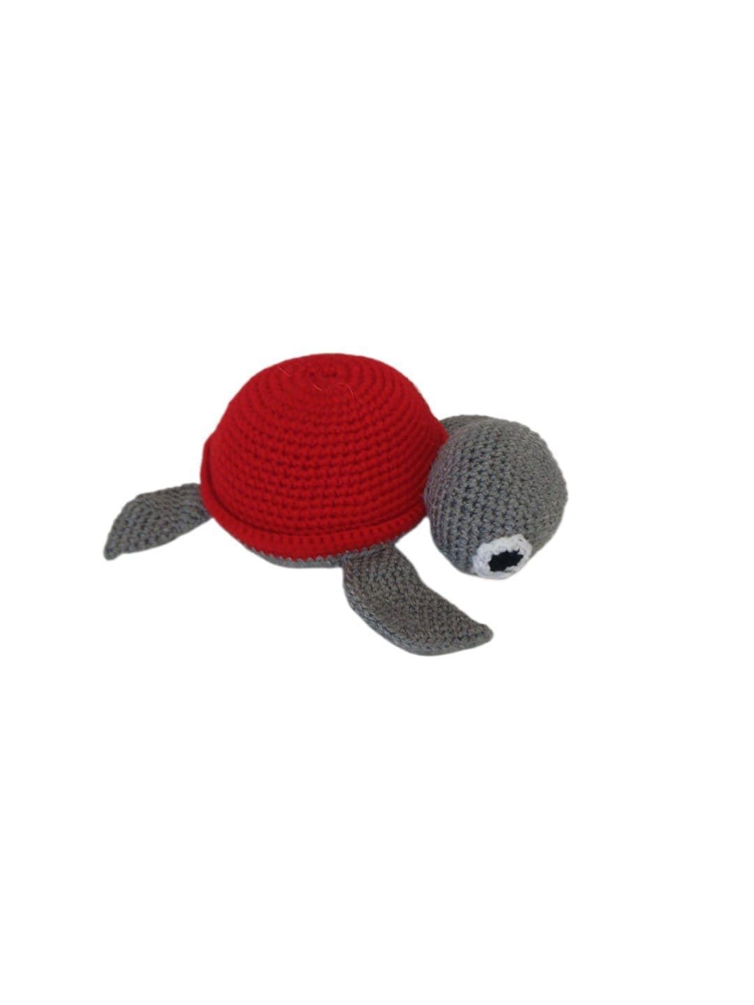 Peluche tortuga marina rojo hecho a mano a ganchillo (amigurumi). - Imagen 3
