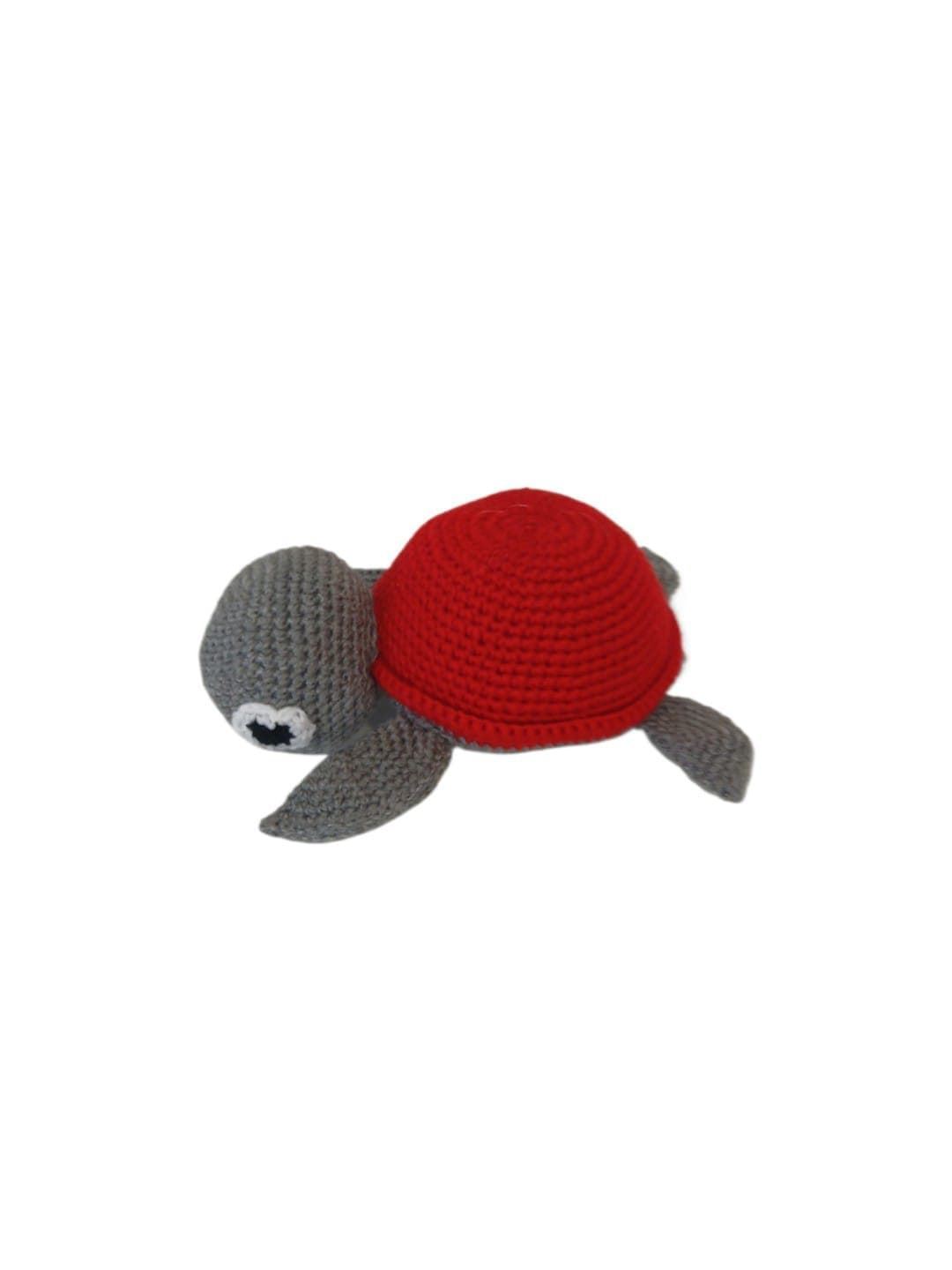 Peluche tortuga marina rojo hecho a mano a ganchillo (amigurumi). - Imagen 4