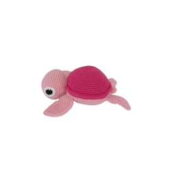 Peluche tortuga marina rosa hecho a mano a ganchillo (amigurumi). - Imagen 1