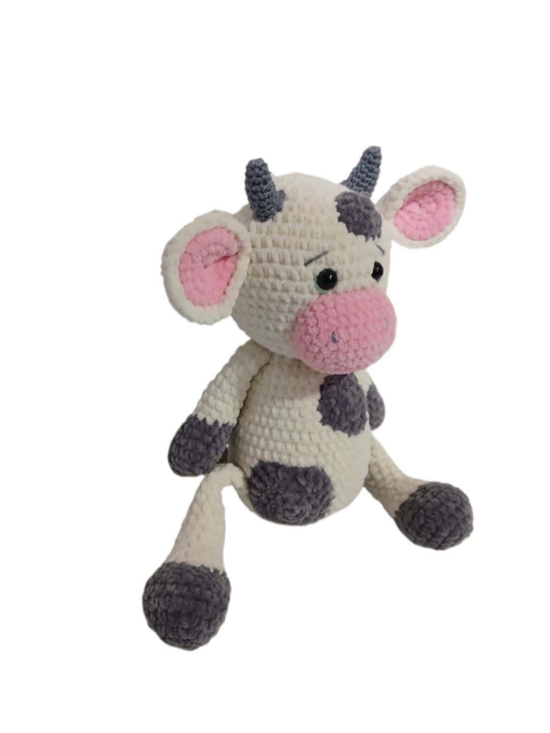 Peluche vaca lana chenille hecha a mano a ganchillo (amigurumi). - Imagen 3