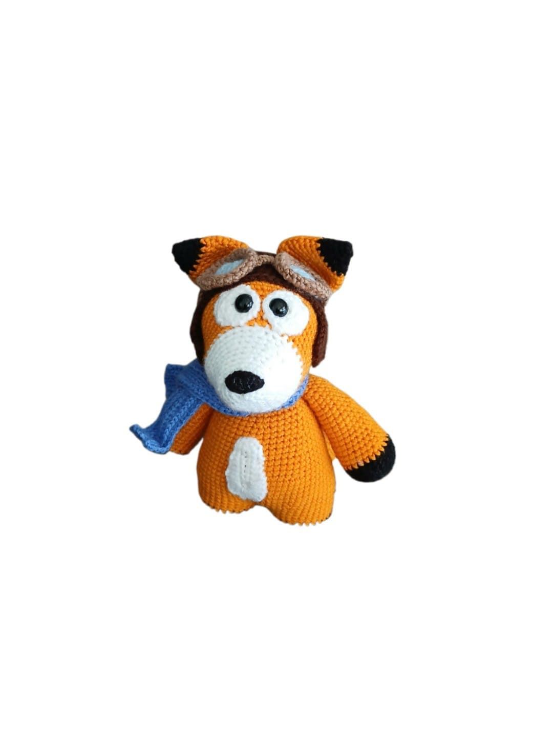Peluche zorro aviador hecho a mano a ganchillo (amigurumi). - Imagen 1