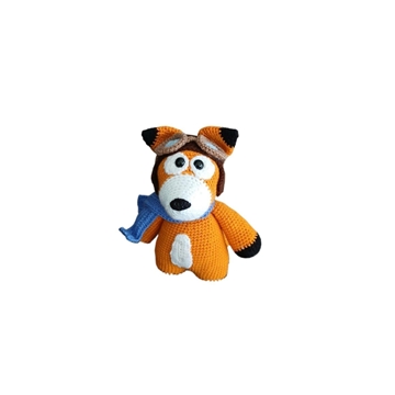 Peluche zorro aviador hecho a mano a ganchillo (amigurumi). - Imagen 1
