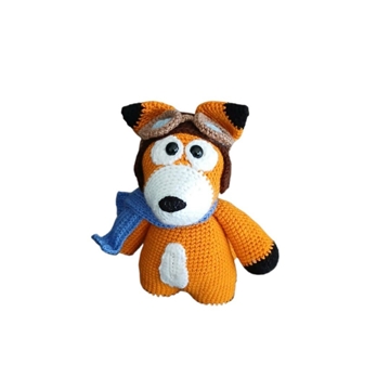 Peluche zorro aviador hecho a mano a ganchillo (amigurumi). - Imagen 1