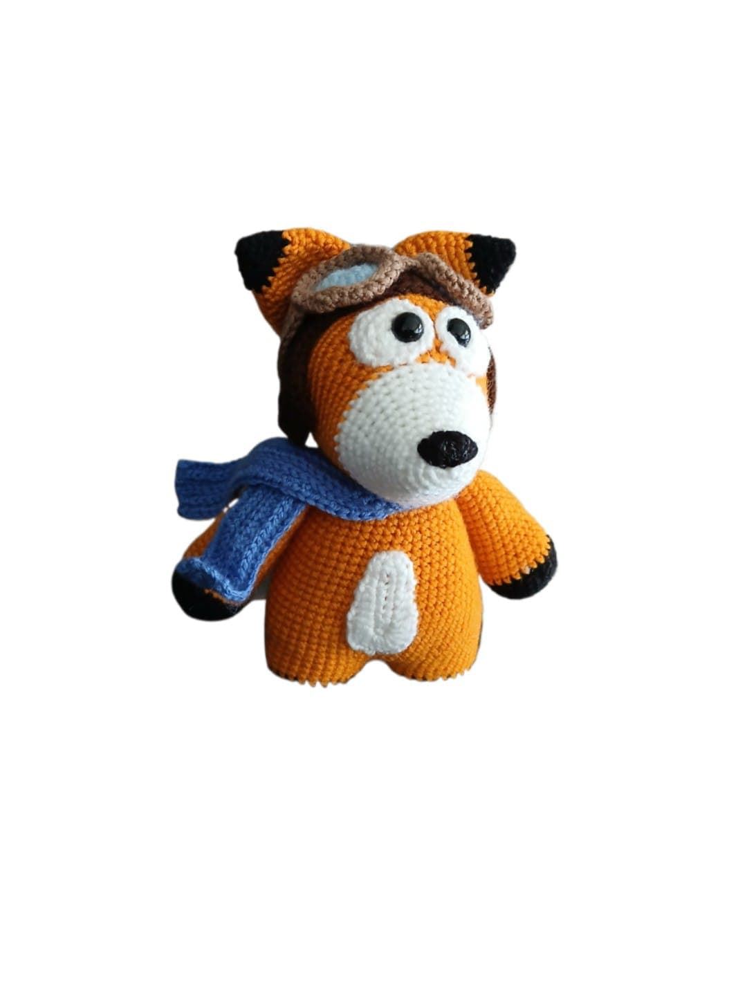 Peluche zorro aviador hecho a mano a ganchillo (amigurumi). - Imagen 2