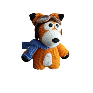 Peluche zorro aviador hecho a mano a ganchillo (amigurumi). - Imagen 2