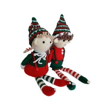 Peluches pareja de duendes navideño-navidad hecho a mano a ganchillo (amigurumi). - Imagen 2