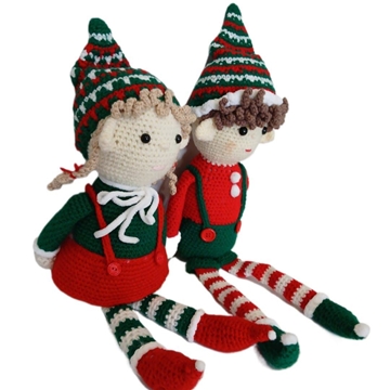 Peluches pareja de duendes navideño-navidad hecho a mano a ganchillo (amigurumi). - Imagen 2