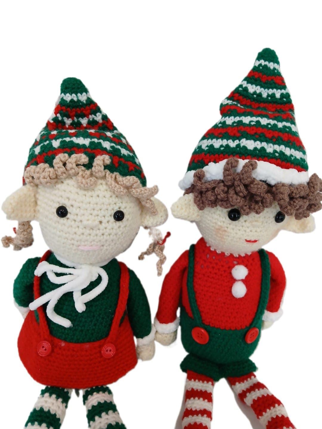 Peluches pareja de duendes navideño-navidad hecho a mano a ganchillo (amigurumi). - Imagen 4
