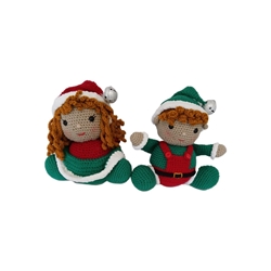 Peluches pareja duendes navideño-navidad hecho a mano a ganchillo (amigurumi). - Imagen 1