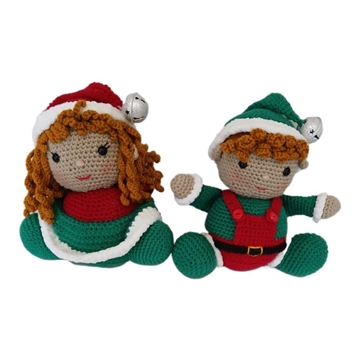 Peluches pareja duendes navideño-navidad hecho a mano a ganchillo (amigurumi). - Imagen 1