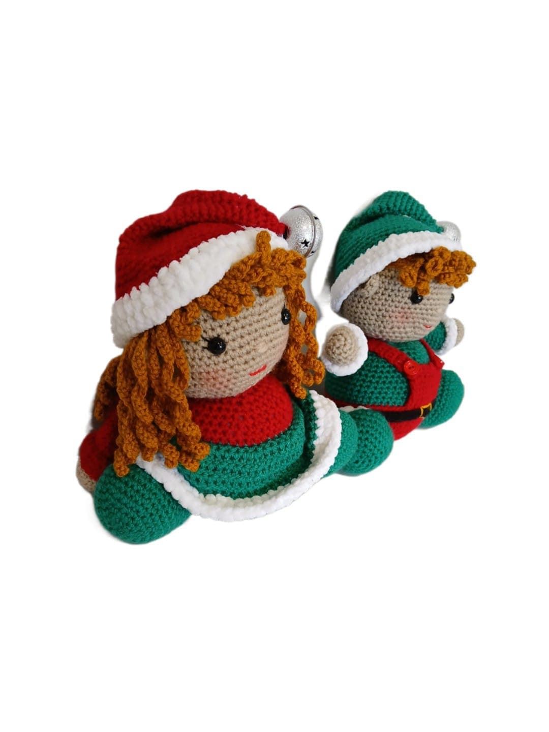 Peluches pareja duendes navideño-navidad hecho a mano a ganchillo (amigurumi). - Imagen 2
