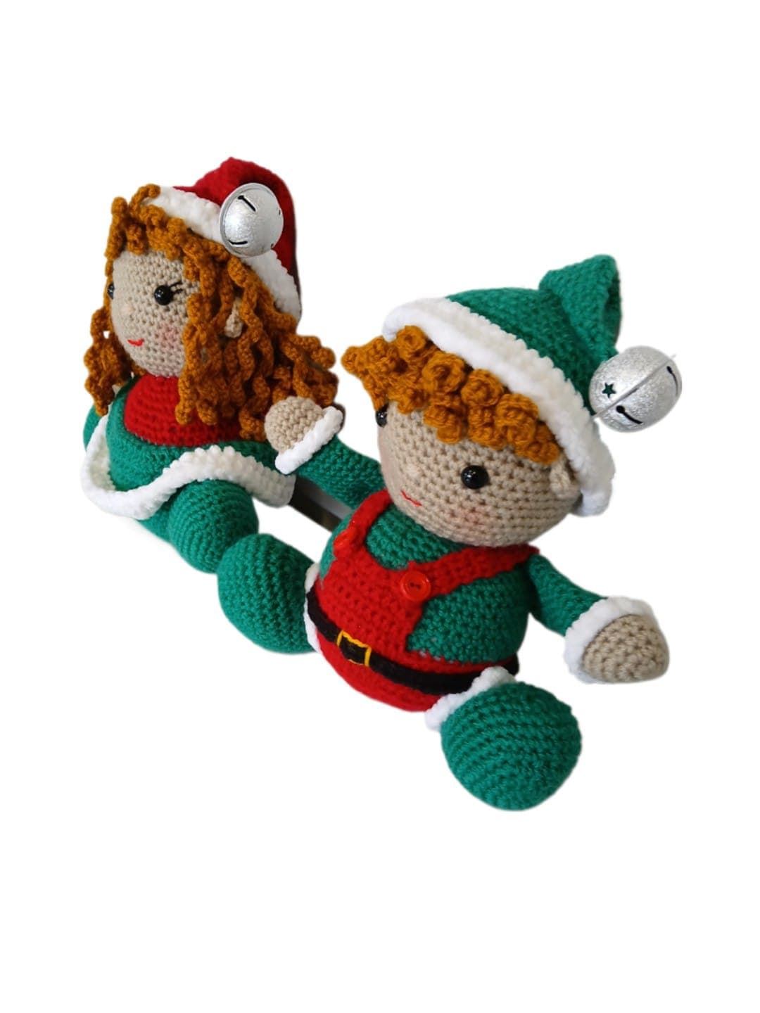 Peluches pareja duendes navideño-navidad hecho a mano a ganchillo (amigurumi). - Imagen 3
