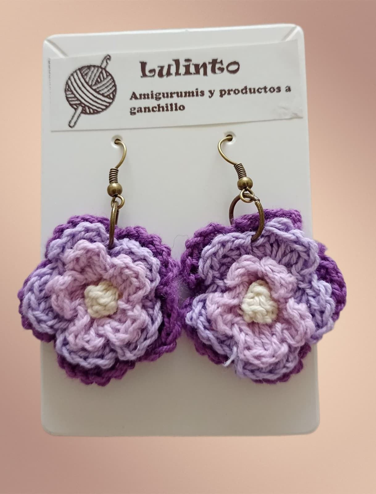 Pendientes flor tres tonos lilas - Imagen 1