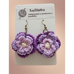 Pendientes flor tres tonos lilas - Imagen 1