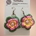 Pendientes flor tres tonos rosa, verde, amarillo hechos a mano a ganchillo. - Imagen 1