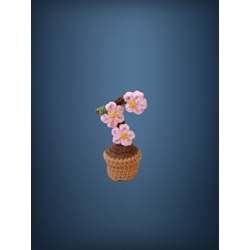 Planta 3 flores rosas hecha a mano a ganchillo (amigurumi). - Imagen 1