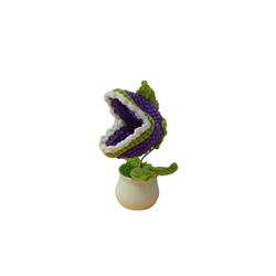 Planta carnívora con tarro blanco de plantas contra zombies hecha a mano a ganchillo (amigurumi). - Imagen 1