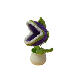 Planta carnívora con tarro blanco de plantas contra zombies hecha a mano a ganchillo (amigurumi). - Imagen 1
