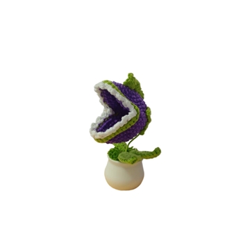 Planta carnívora con tarro blanco de plantas contra zombies hecha a mano a ganchillo (amigurumi). - Imagen 1