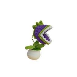 Planta carnívora con tarro blanco de plantas contra zombies hecha a mano a ganchillo (amigurumi). - Imagen 2