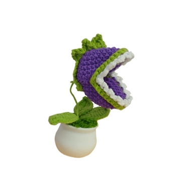 Planta carnívora con tarro blanco de plantas contra zombies hecha a mano a ganchillo (amigurumi). - Imagen 2