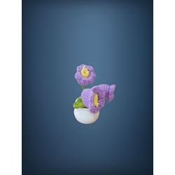 Planta con tarro blanco 3 flores lilas hecha a mano a ganchillo (amigurumi). - Imagen 2