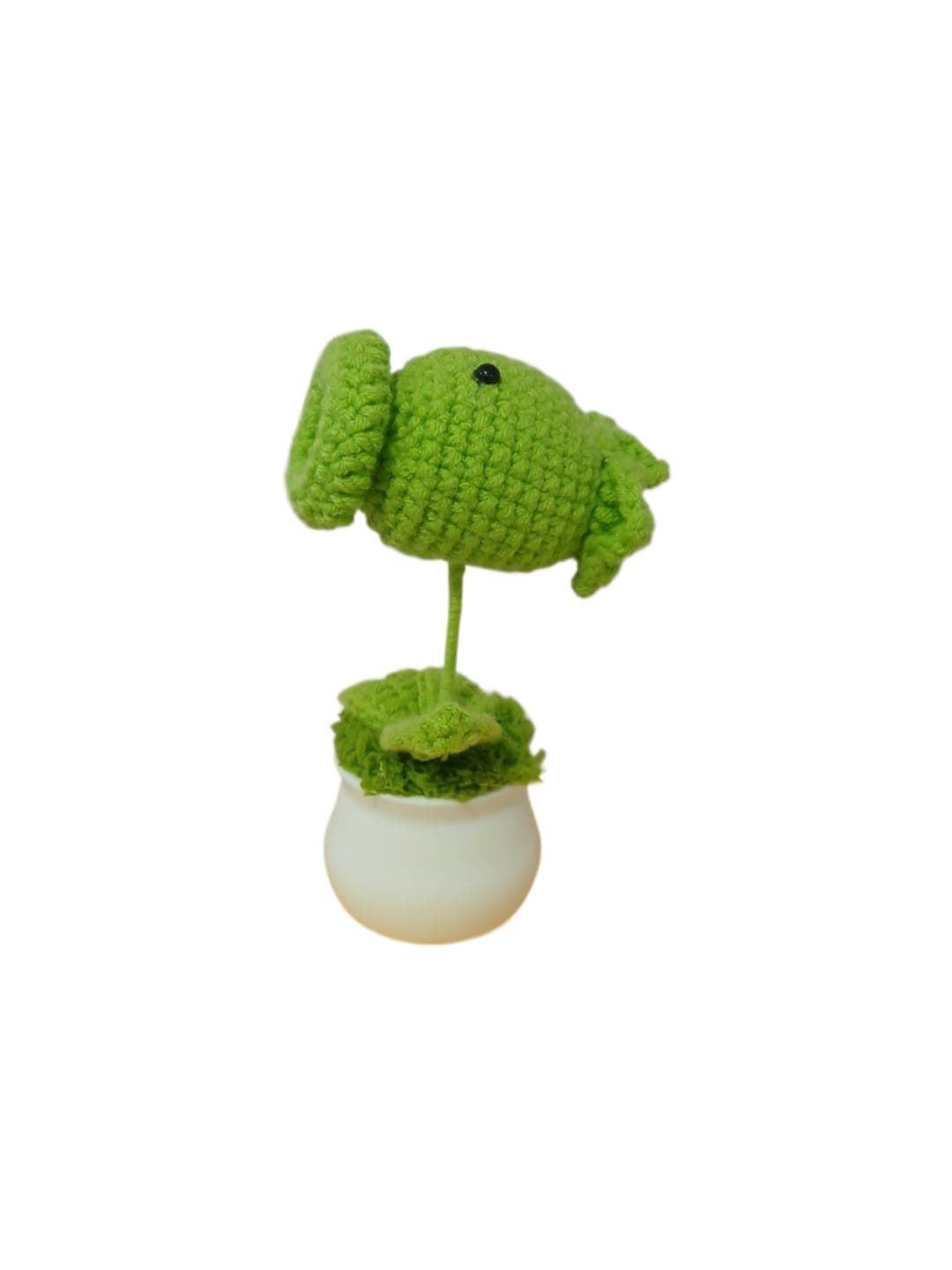 Planta con tarro blanco lanza guisantes plantas contra zombies hecha a mano a ganchillo (amigurumi). - Imagen 1