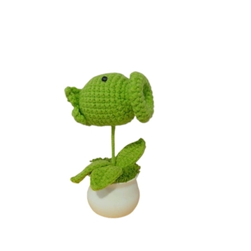 Planta con tarro blanco lanza guisantes plantas contra zombies hecha a mano a ganchillo (amigurumi). - Imagen 2