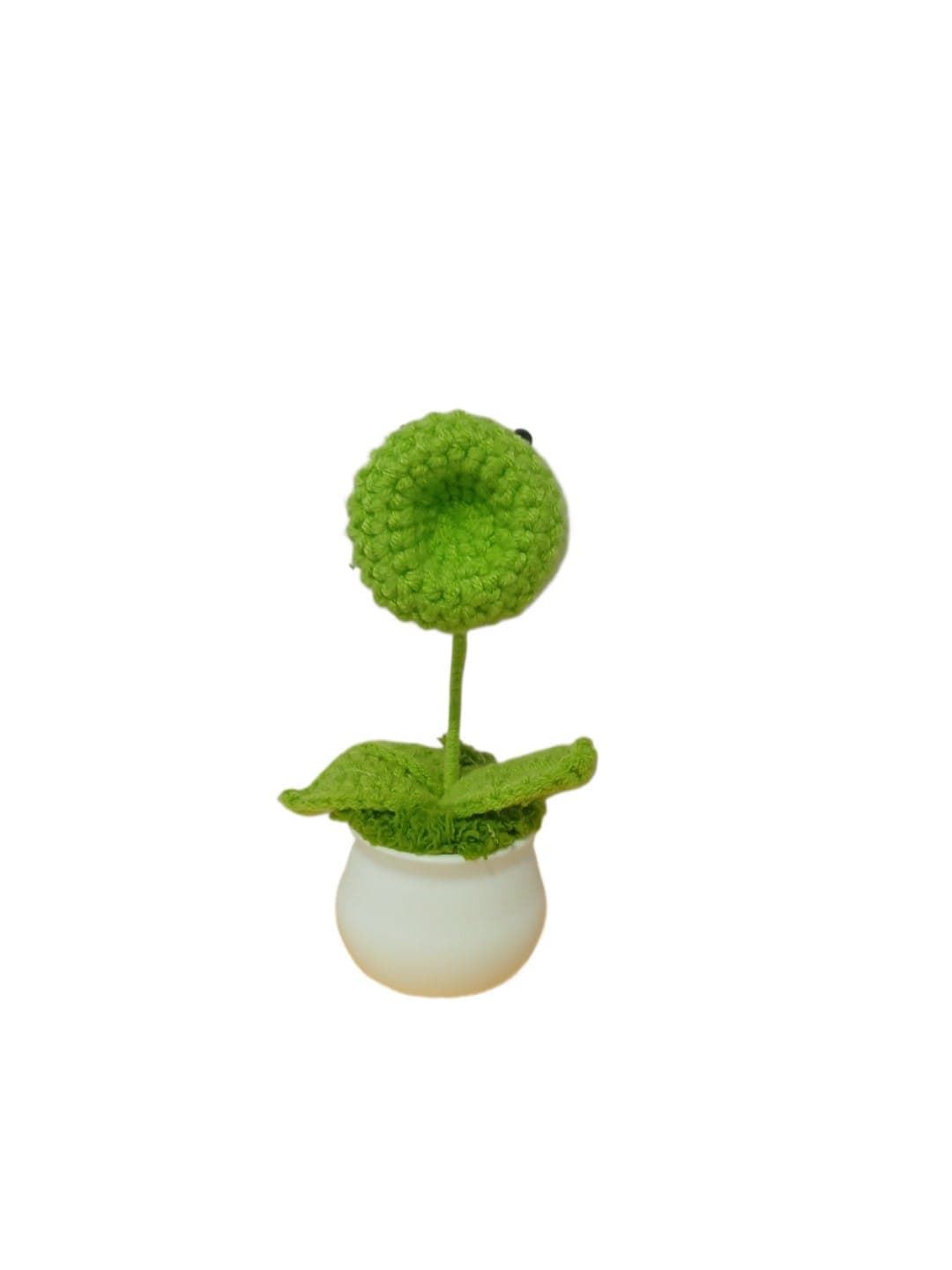Planta con tarro blanco lanza guisantes plantas contra zombies hecha a mano a ganchillo (amigurumi). - Imagen 3