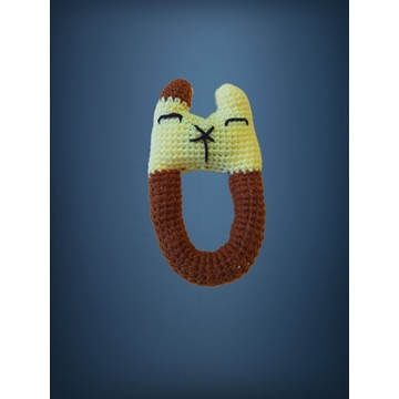 Sonajero gato amarillo hecho a mano a ganchillo (amigurumi) - Imagen 2