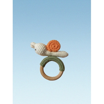 Sonajero y mordedor caracol hecho a mano a ganchillo (amigurumi) - Imagen 1